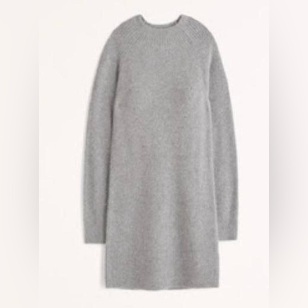 Abercrombie & Fitch Grey Long-Sleeve Mockneck Mini Sweater Dress